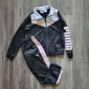 PUMA GIRLS PINK & BLACK TRACK/ JOGGING SUIT